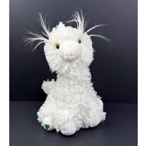 Portland Plush Lola the Llama White Curly Stuffed Animal Green Heart 11 Inch